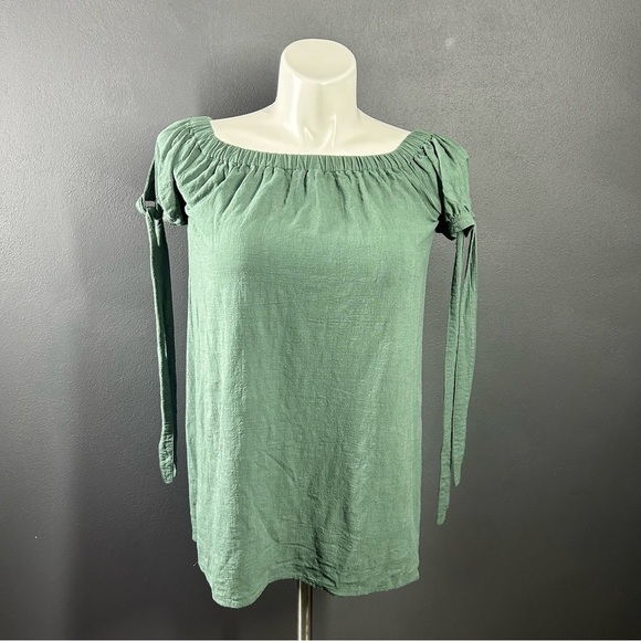 Lulus Olive Green Off Shoulder Cap Sleeve Tunic Blouse S - Picture 1 of 6